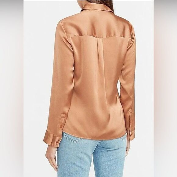 Express Satin Lace Trim Portofino Mesh Lace Button Down Collar Shirt XS Slim - Picture 2 of 7